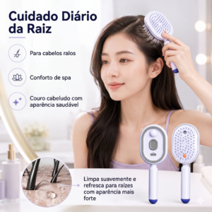 Spa capilar 3 em 1: desembaraçante com luz vermelha e névoa (Somente HOJE!)🔥